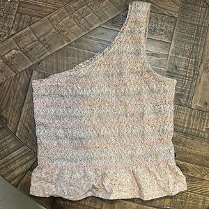 American Eagle One Shoulder Smocked Detail Top